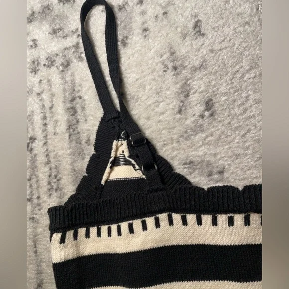 Lalavon🖤🤎 Black and cream tan Striped Knit Maxi midi Dress NWOT - Picture 15 of 15